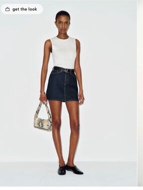 Lydia High Rise Denim Mini Skirt in Black